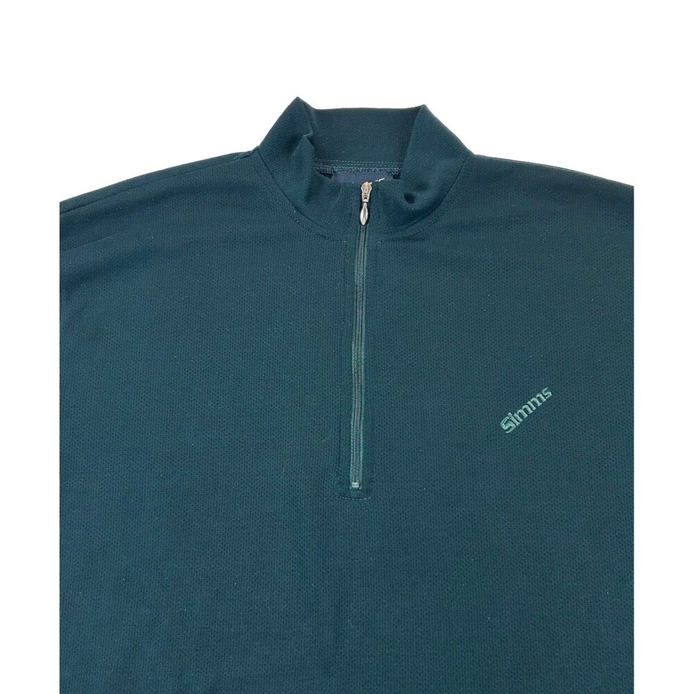 Vintage SIMMS Mid Layer 1/4 Zip Breathable Mens L Forest Green Long Sleeve